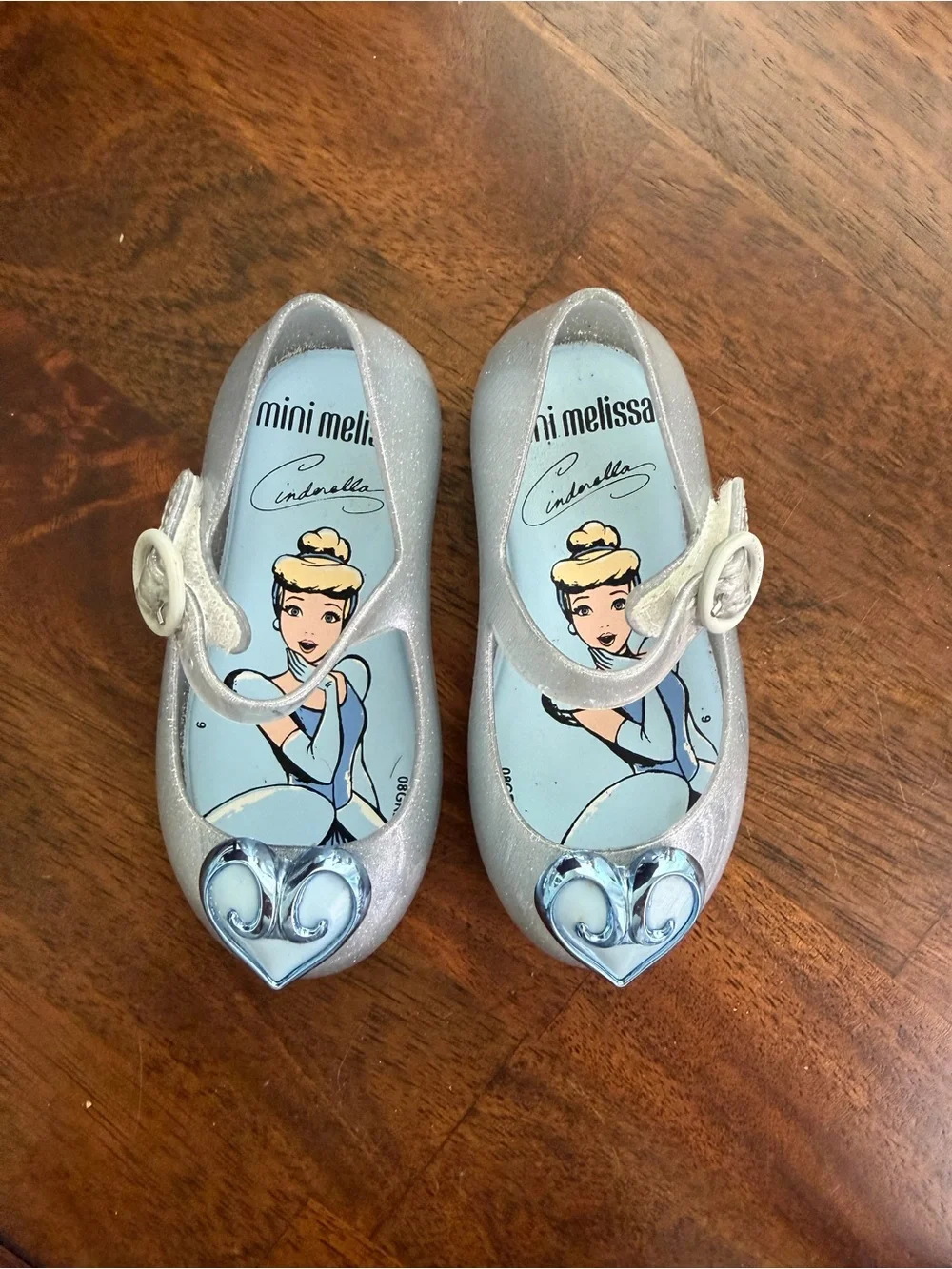 Mini Melissa Cinderella Sparkle Mary Janes in Light Blue